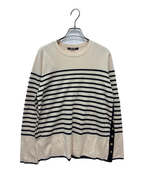 23区（ニジュウサンク）23区 (ニジュウサンク) ボーダーニット ベージュ×ブラック サイズ:48の古着・服飾アイテム