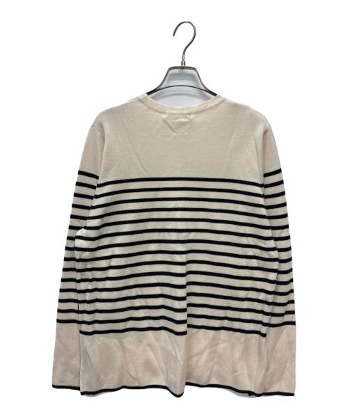 23区（ニジュウサンク）23区 (ニジュウサンク) ボーダーニット ベージュ×ブラック サイズ:48の古着・服飾アイテム