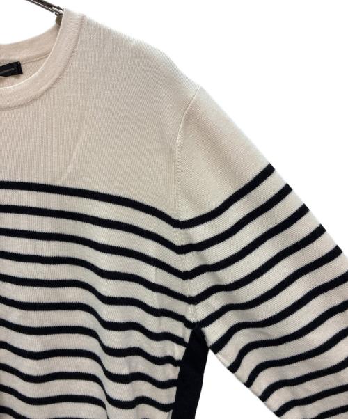 23区（ニジュウサンク）23区 (ニジュウサンク) ボーダーニット ベージュ×ブラック サイズ:48の古着・服飾アイテム