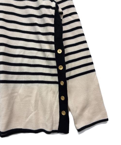 23区（ニジュウサンク）23区 (ニジュウサンク) ボーダーニット ベージュ×ブラック サイズ:48の古着・服飾アイテム