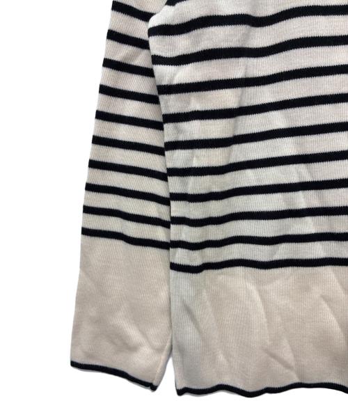 23区（ニジュウサンク）23区 (ニジュウサンク) ボーダーニット ベージュ×ブラック サイズ:48の古着・服飾アイテム