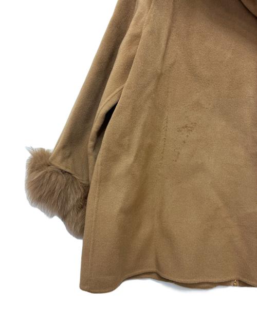 GRACE CONTINENTAL（（グレースコンチネンタル）GRACE CONTINENTAL (（グレースコンチネンタル) ポンチョ風トリミングコート ブラウン サイズ:SIZE 36の古着・服飾アイテム