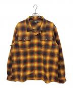 RRLダブルアールエル）の古着「ジェシー プラッド ウールブレンド キャンプシャツ / JESSE CAMP-LONG SLEEVE-SPORT SHIRT WOOL BLEND」｜オレンジ
