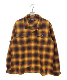 RRL（ダブルアールエル）の古着「ジェシー プラッド ウールブレンド キャンプシャツ / JESSE CAMP-LONG SLEEVE-SPORT SHIRT WOOL BLEND」｜オレンジ