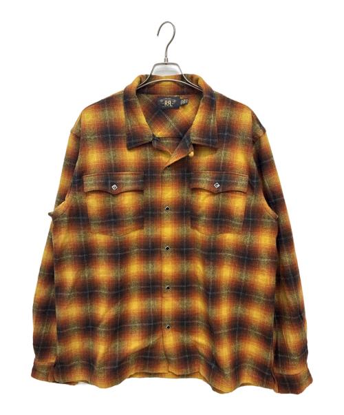 RRL（ダブルアールエル）RRL (ダブルアールエル) ジェシー プラッド ウールブレンド キャンプシャツ / JESSE CAMP-LONG SLEEVE-SPORT SHIRT WOOL BLEND オレンジ サイズ:XXLの古着・服飾アイテム