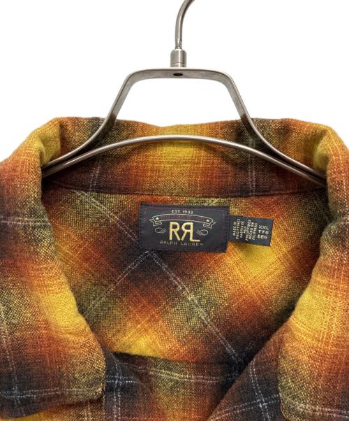 RRL（ダブルアールエル）RRL (ダブルアールエル) ジェシー プラッド ウールブレンド キャンプシャツ / JESSE CAMP-LONG SLEEVE-SPORT SHIRT WOOL BLEND オレンジ サイズ:XXLの古着・服飾アイテム