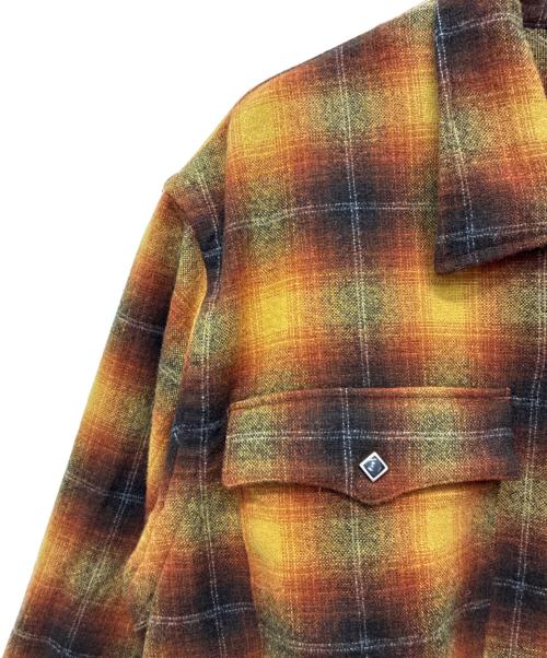RRL（ダブルアールエル）RRL (ダブルアールエル) ジェシー プラッド ウールブレンド キャンプシャツ / JESSE CAMP-LONG SLEEVE-SPORT SHIRT WOOL BLEND オレンジ サイズ:XXLの古着・服飾アイテム