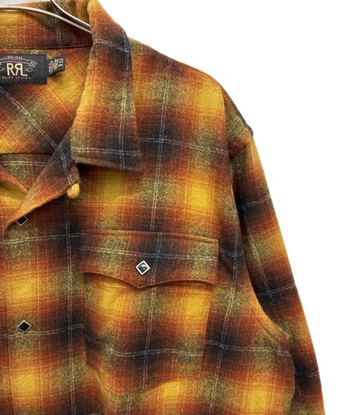 RRL（ダブルアールエル）RRL (ダブルアールエル) ジェシー プラッド ウールブレンド キャンプシャツ / JESSE CAMP-LONG SLEEVE-SPORT SHIRT WOOL BLEND オレンジ サイズ:XXLの古着・服飾アイテム