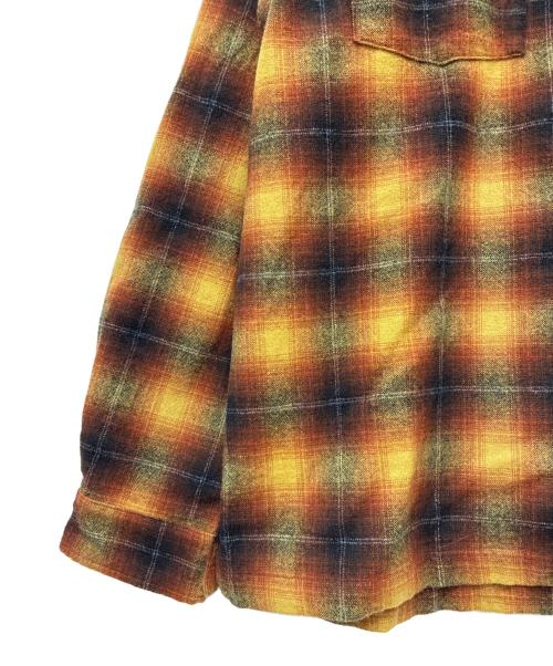 RRL（ダブルアールエル）RRL (ダブルアールエル) ジェシー プラッド ウールブレンド キャンプシャツ / JESSE CAMP-LONG SLEEVE-SPORT SHIRT WOOL BLEND オレンジ サイズ:XXLの古着・服飾アイテム