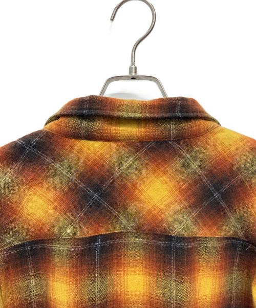 RRL（ダブルアールエル）RRL (ダブルアールエル) ジェシー プラッド ウールブレンド キャンプシャツ / JESSE CAMP-LONG SLEEVE-SPORT SHIRT WOOL BLEND オレンジ サイズ:XXLの古着・服飾アイテム