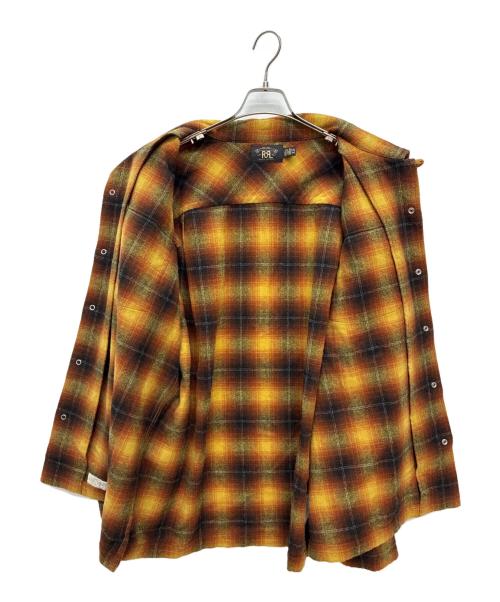 RRL（ダブルアールエル）RRL (ダブルアールエル) ジェシー プラッド ウールブレンド キャンプシャツ / JESSE CAMP-LONG SLEEVE-SPORT SHIRT WOOL BLEND オレンジ サイズ:XXLの古着・服飾アイテム