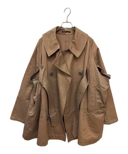 Yohji Yamamoto FEMME（ヨウジヤマモトファム）YOHJI YAMAMOTO FEMME (ヨウジヤマモトファム) コットンベルトジャケット ブラウン サイズ:2の古着・服飾アイテム