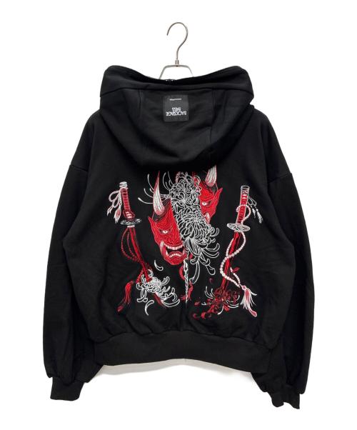 BACKSTAGEPASS（バックステージパス）BACKSTAGEPASS (バックステージパス) 和モダン般若×日本刀刺繍ジップパーカー ブラック サイズ:SIZE Freeの古着・服飾アイテム