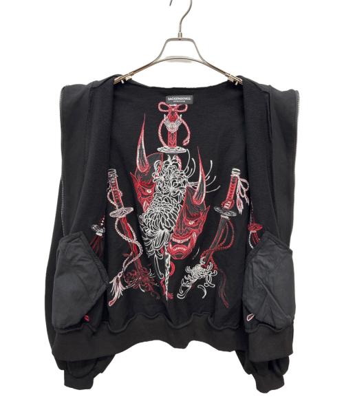 BACKSTAGEPASS（バックステージパス）BACKSTAGEPASS (バックステージパス) 和モダン般若×日本刀刺繍ジップパーカー ブラック サイズ:SIZE Freeの古着・服飾アイテム