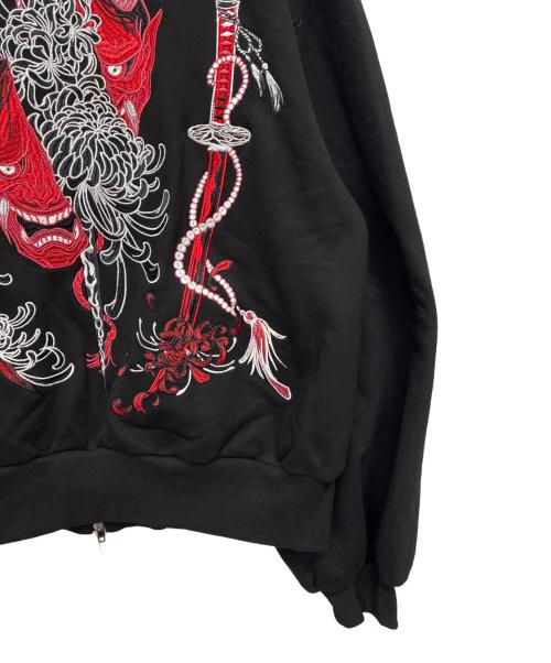 BACKSTAGEPASS（バックステージパス）BACKSTAGEPASS (バックステージパス) 和モダン般若×日本刀刺繍ジップパーカー ブラック サイズ:SIZE Freeの古着・服飾アイテム