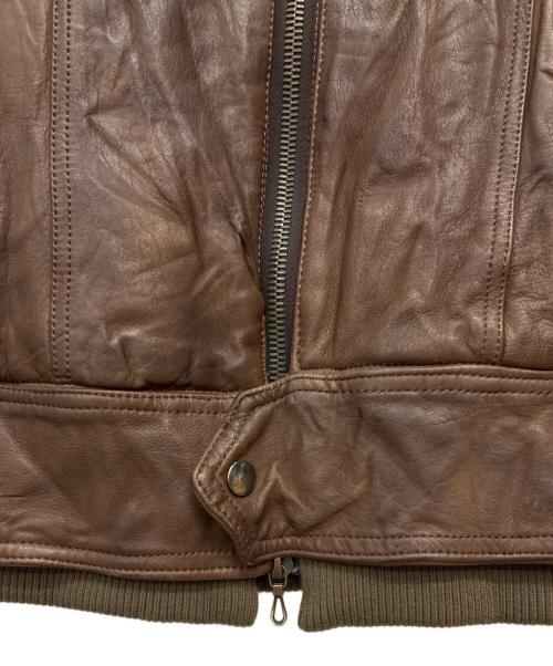 SHELLAC（シェラック）SHELLAC (シェラック) ギミック レザージャケット ブラウン サイズ:SIZE 48の古着・服飾アイテム