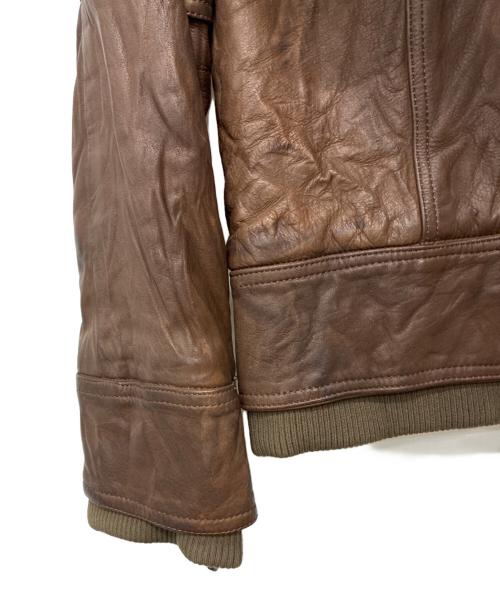 SHELLAC（シェラック）SHELLAC (シェラック) ギミック レザージャケット ブラウン サイズ:SIZE 48の古着・服飾アイテム