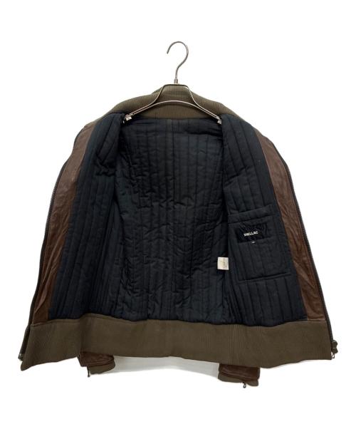 SHELLAC（シェラック）SHELLAC (シェラック) ギミック レザージャケット ブラウン サイズ:SIZE 48の古着・服飾アイテム