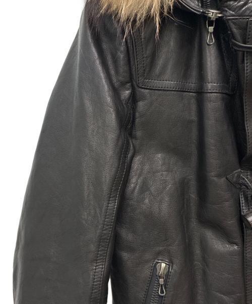 SHELLAC（シェラック）SHELLAC (シェラック) レザーダッフルジャケット ブラック サイズ:SIZE 48の古着・服飾アイテム