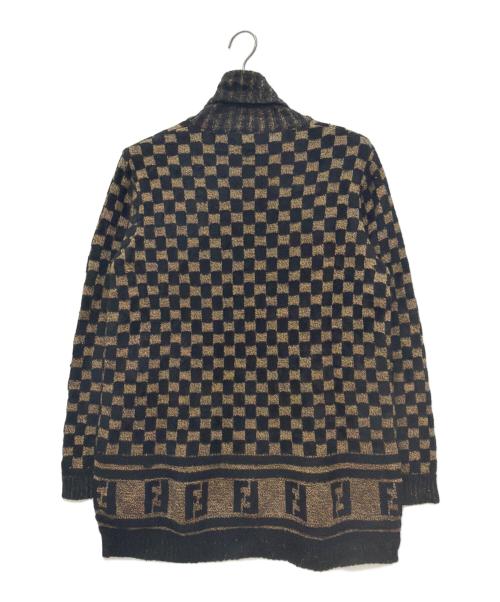 FENDI（フェンディ）FENDI (フェンディ) ズッカ柄 タートルネックセーター ブラック×ブラウン サイズ:46の古着・服飾アイテム