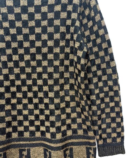 FENDI（フェンディ）FENDI (フェンディ) ズッカ柄 タートルネックセーター ブラック×ブラウン サイズ:46の古着・服飾アイテム