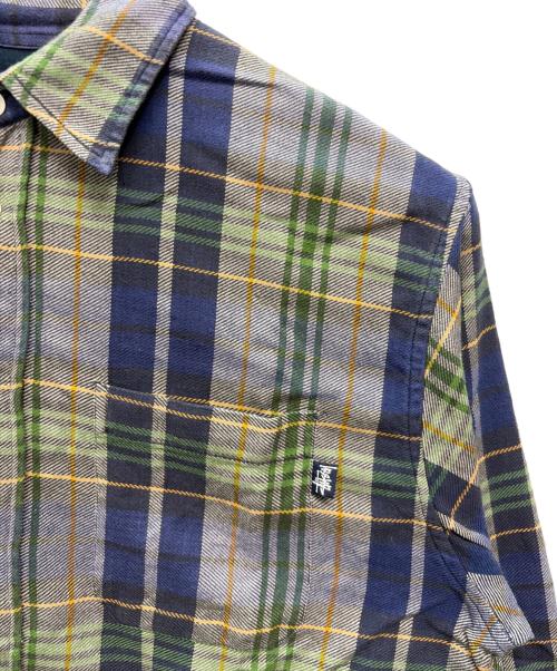 stussy（ステューシー）stussy (ステューシー) 90s 紺タグ ネルシャツ グリーン×ネイビー サイズ:Mの古着・服飾アイテム