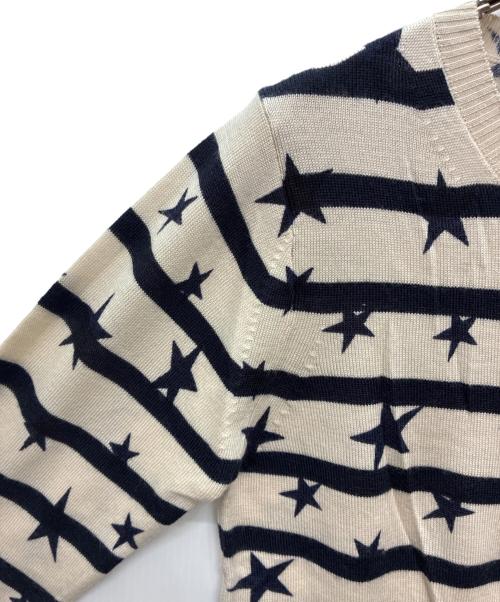 MUVEIL Work（ミュベールワーク）MUVEIL WORK (ミュベールワーク) ウールカーディガン ベージュ×ネイビー サイズ:38の古着・服飾アイテム