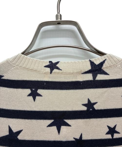 MUVEIL Work（ミュベールワーク）MUVEIL WORK (ミュベールワーク) ウールカーディガン ベージュ×ネイビー サイズ:38の古着・服飾アイテム