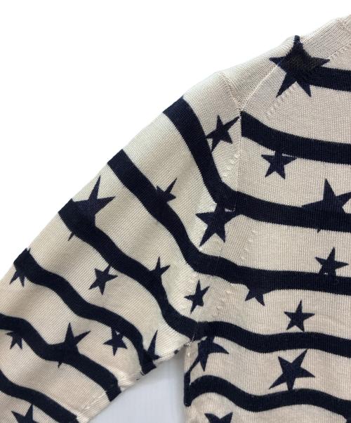 MUVEIL Work（ミュベールワーク）MUVEIL WORK (ミュベールワーク) ウールカーディガン ベージュ×ネイビー サイズ:38の古着・服飾アイテム