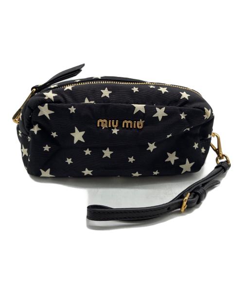 MIU MIU（ミュウミュウ）MIU MIU (ミュウミュウ) リストレット ナイロンポーチ ブラックの古着・服飾アイテム