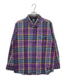 stussy（ステューシー）の古着「スナップボタン ネルシャツ」｜ブラック×パープル