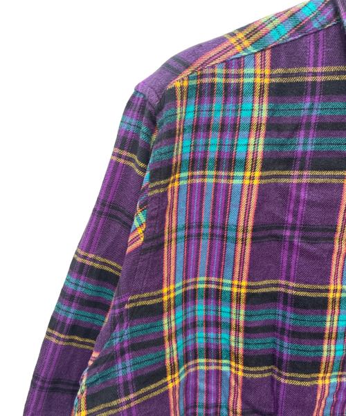 stussy（ステューシー）stussy (ステューシー) スナップボタン ネルシャツ ブラック×パープル サイズ:SIZE XLの古着・服飾アイテム