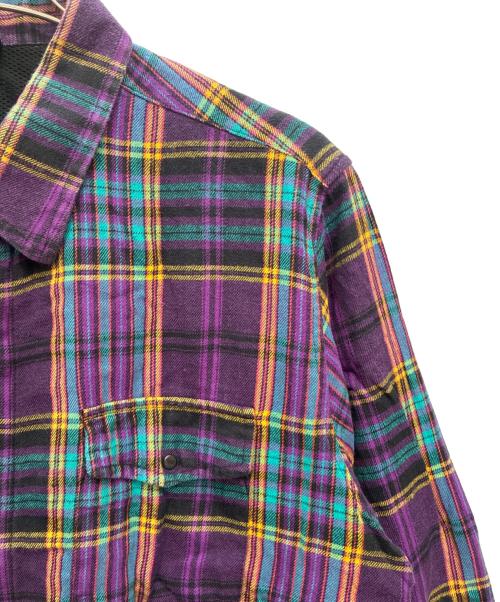 stussy（ステューシー）stussy (ステューシー) スナップボタン ネルシャツ ブラック×パープル サイズ:SIZE XLの古着・服飾アイテム