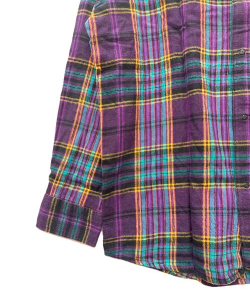 stussy（ステューシー）stussy (ステューシー) スナップボタン ネルシャツ ブラック×パープル サイズ:SIZE XLの古着・服飾アイテム