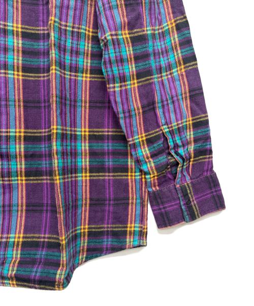 stussy（ステューシー）stussy (ステューシー) スナップボタン ネルシャツ ブラック×パープル サイズ:SIZE XLの古着・服飾アイテム