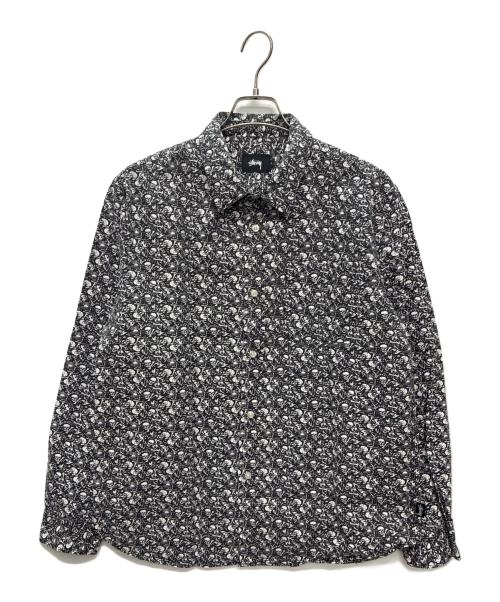 stussy（ステューシー）stussy (ステューシー) Vintage Bones L/S Shirt ブラック×ホワイト サイズ:SIZE Lの古着・服飾アイテム