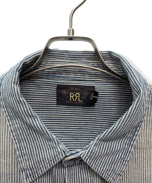 RRL（ダブルアールエル）RRL (ダブルアールエル) インディゴストライプドツイルワークシャツ ブルー×ホワイト サイズ:SIZE XXLの古着・服飾アイテム