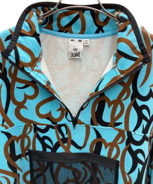 X-GIRL（エックスガール）X-girl (エックスガール) ハーフジップスウェット ブルー サイズ:Ｍの古着・服飾アイテム