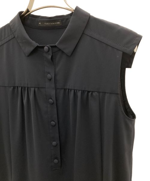 FOXEY NEWYORK（フォクシーニューヨーク）FOXEY NEWYORK (フォクシーニューヨーク) ノースリーブシャツワンピース ネイビー サイズ:40の古着・服飾アイテム