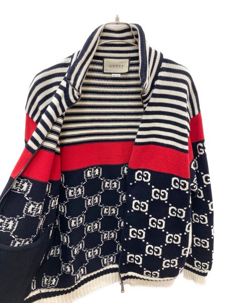 GUCCI（グッチ）GUCCI (グッチ) ジップアップカーディガン ネイビー サイズ:Sの古着・服飾アイテム