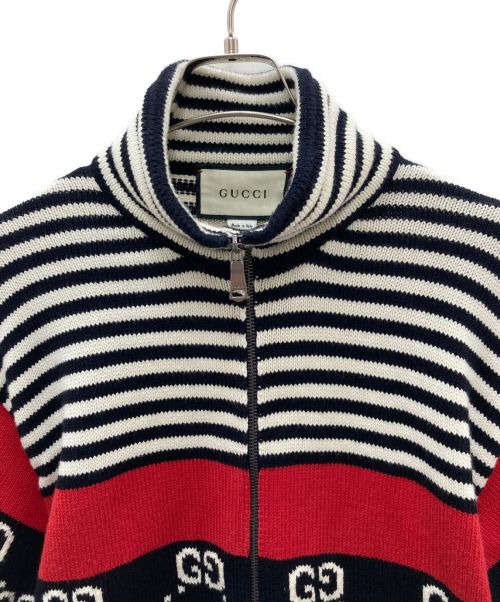 GUCCI（グッチ）GUCCI (グッチ) ジップアップカーディガン ネイビー サイズ:Sの古着・服飾アイテム