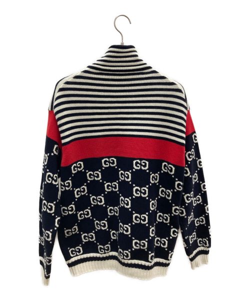 GUCCI（グッチ）GUCCI (グッチ) ジップアップカーディガン ネイビー サイズ:Sの古着・服飾アイテム