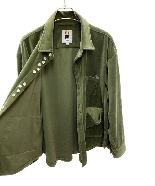 TENBOX（テンボックス）TENBOX (テンボックス) ベロアシャツ オリーブ サイズ:Mの古着・服飾アイテム
