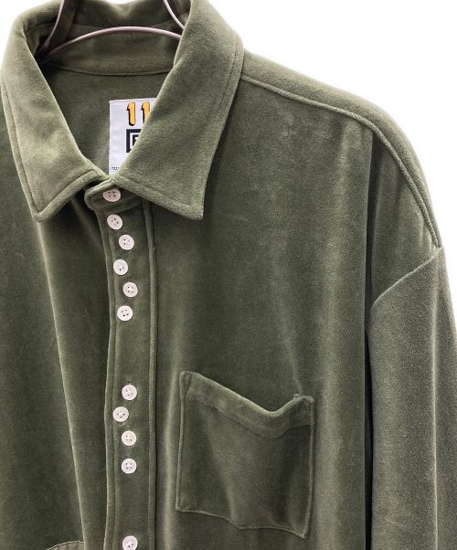 TENBOX（テンボックス）TENBOX (テンボックス) ベロアシャツ オリーブ サイズ:Mの古着・服飾アイテム