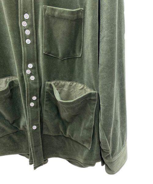 TENBOX（テンボックス）TENBOX (テンボックス) ベロアシャツ オリーブ サイズ:Mの古着・服飾アイテム