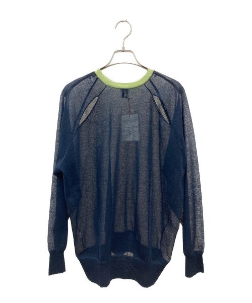 6(ROKU) BEAUTY&YOUTH（ロク ビューティーアンドユース）6(ROKU) BEAUTY&YOUTH (ロク ビューティーアンドユース) SHEER COLOR RIB PULLOVER ニット ネイビー サイズ:Free 未使用品の古着・服飾アイテム