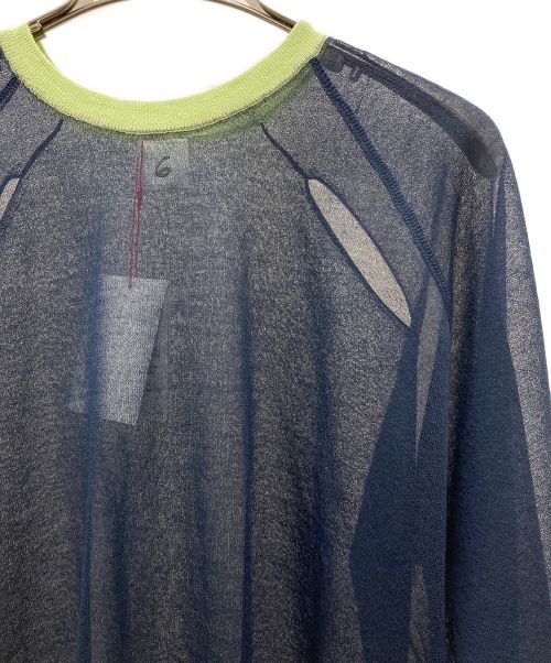 6(ROKU) BEAUTY&YOUTH（ロク ビューティーアンドユース）6(ROKU) BEAUTY&YOUTH (ロク ビューティーアンドユース) SHEER COLOR RIB PULLOVER ニット ネイビー サイズ:Free 未使用品の古着・服飾アイテム