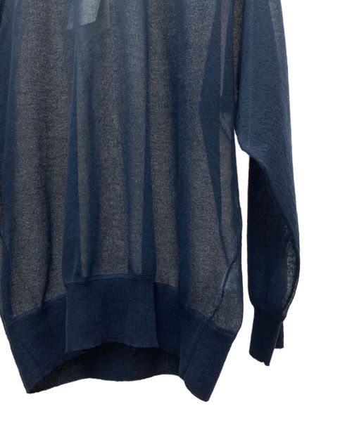 6(ROKU) BEAUTY&YOUTH（ロク ビューティーアンドユース）6(ROKU) BEAUTY&YOUTH (ロク ビューティーアンドユース) SHEER COLOR RIB PULLOVER ニット ネイビー サイズ:Free 未使用品の古着・服飾アイテム