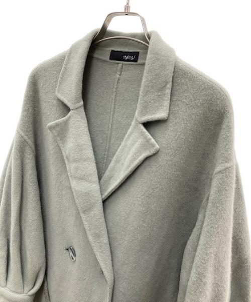 styling/（スタイリング）styling/ (スタイリング) ボリュームスリーブリバーコート ダークグリーンの古着・服飾アイテム