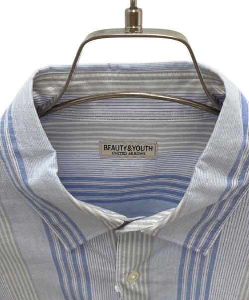 BEAUTY&YOUTH（ビューティーアンドユース）BEAUTY&YOUTH (ビューティーアンドユース) 半袖シャツ ブルー×グレー サイズ:Lの古着・服飾アイテム